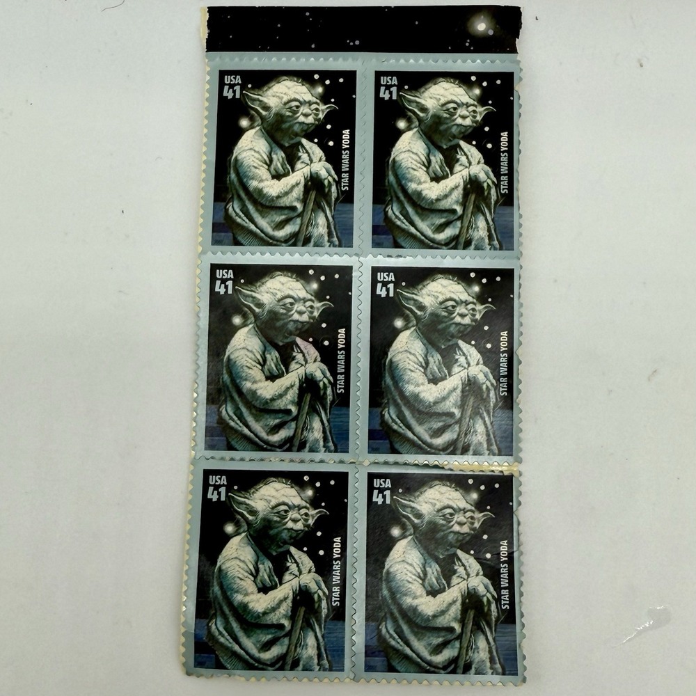 US Yoda 41c Stamp‎ Plate Block of 6 Notes